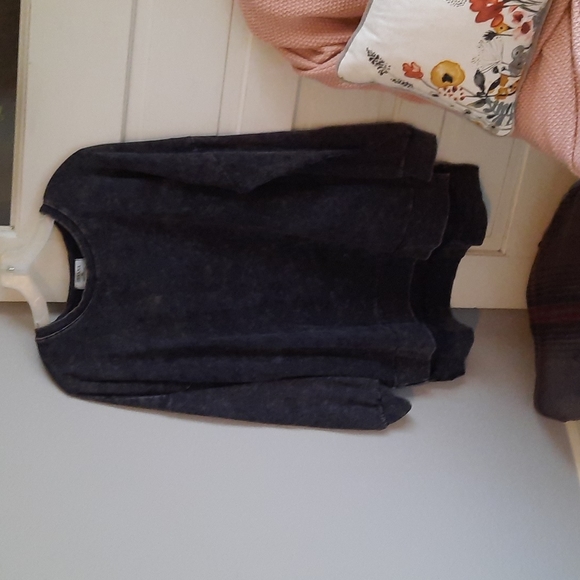 Zenana Outfitters Sweaters - Washed black extra long sweatshirt